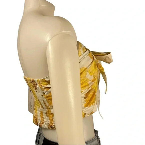 💥HOST PICK💥 ba&sh Naimee Yellow Floral  Strapless Stretch Tube Top Size 8 - Picture 9 of 14